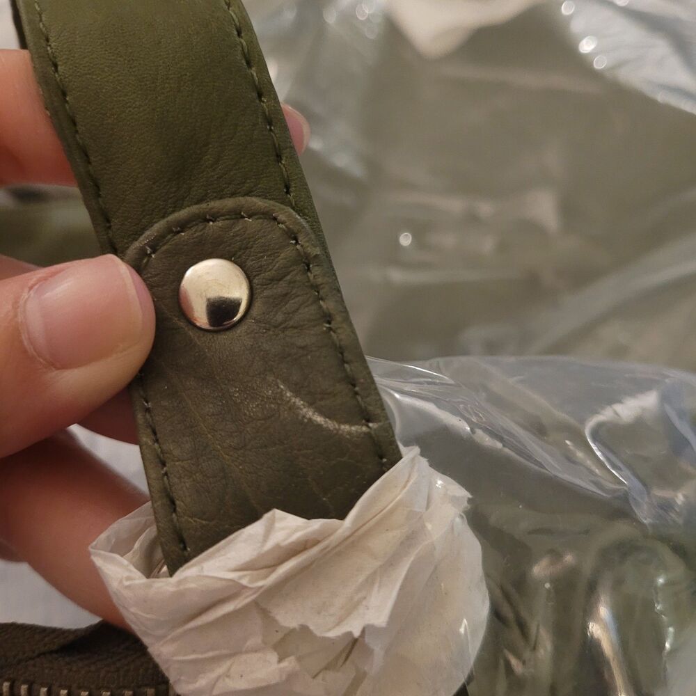Beautiful Olive Green Boho Shoulder Bag- Slight Imperfections See Description - Picture 15 of 16